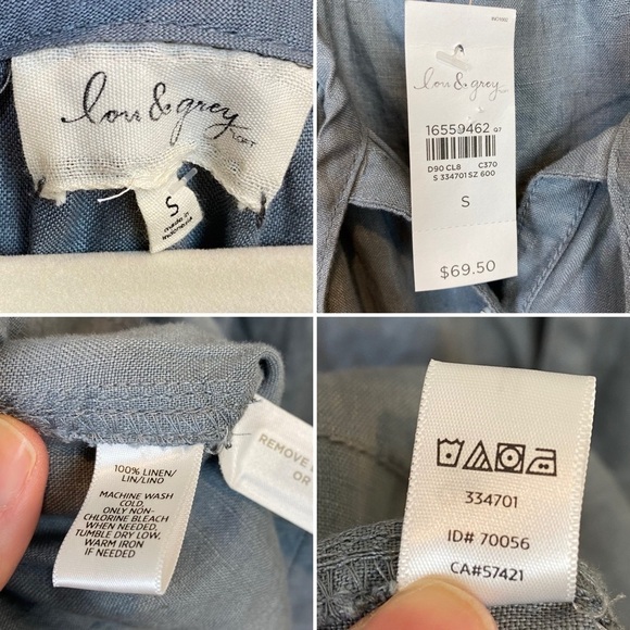 Lou & Grey Loft NWT Linen Dusty Gray Romper Sz S Tie Neck Racerback Pockets - Picture 15 of 15
